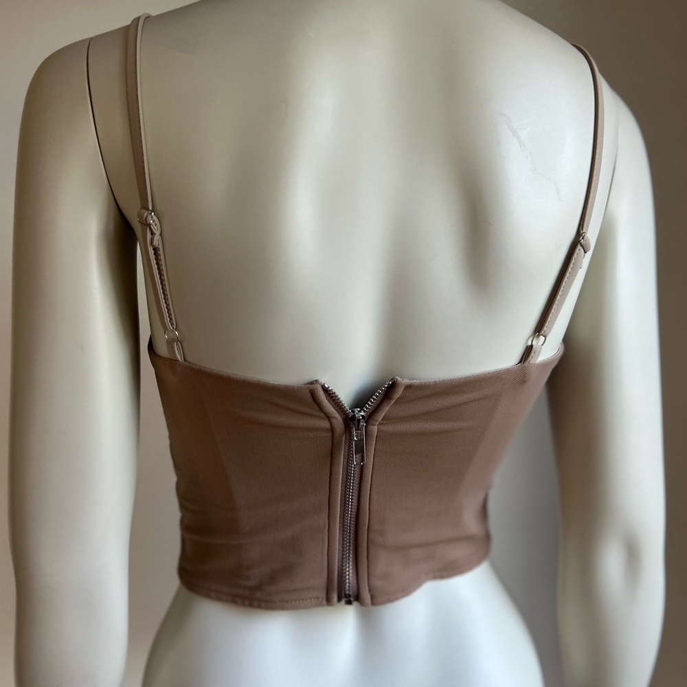 Elegant Tan Ruched Women's Top SHEIN new small - Picture 3 of 3